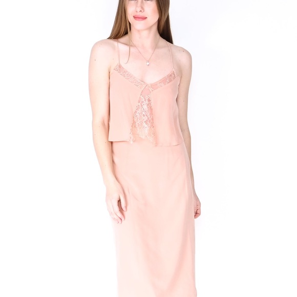 MADEWELL Silk Lowlight Lace-Inset Midi Dress - Picture 5 of 10